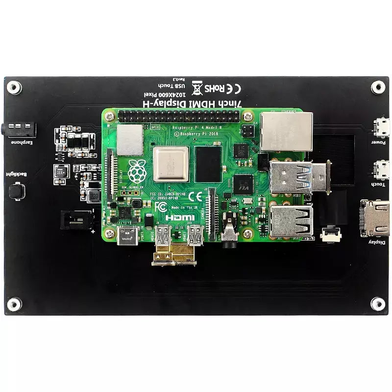 7 Polegada display portátil ips lcd tela de toque capacitivo 1024x600 monitor alto-falantes opcionais para raspberry pi 5 4b 3b + computador portátil
