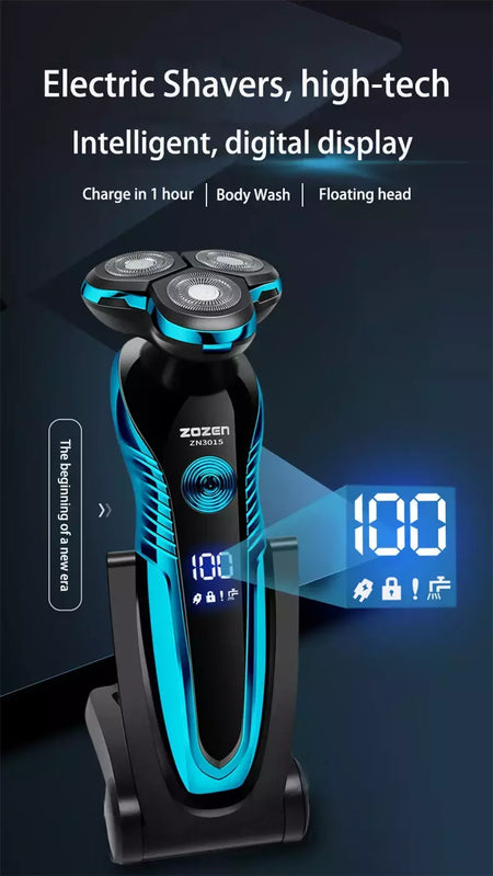ZOZEN-Barbeador elétrico recarregável para homens, lâmina, aparador de cabelo, corte, máquina de barbear, aparador de barba, seco, uso duplo