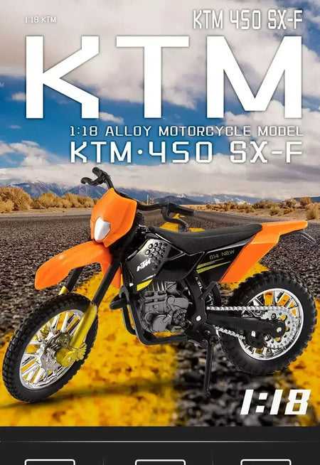 450 SX-F liga modelo de motocicleta 1:18 diecasts portátil corrida dedo motobike simulação coleção brinquedos para crianças