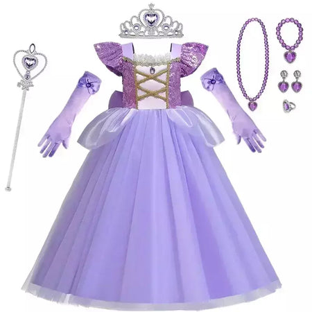 Rapunzel vestido para meninas cinderela belle vestir-se fantasia crianças aniversário princesa traje crianças roupas de festa de halloween 3-10y