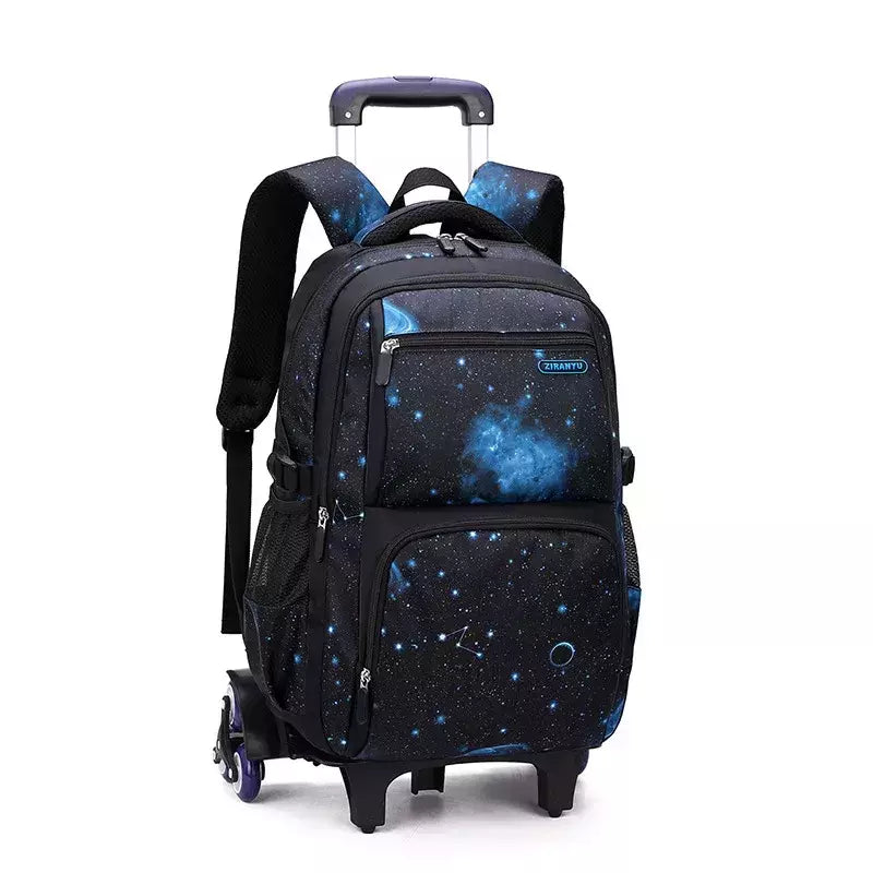 Mochila escolar com rodas para crianças, Mochila de rolamento para menino, Mochila escolar com rodas, Mochila de bagagem de mão, 6 rodas