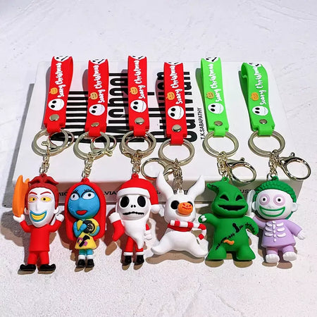 Figura clássica dos desenhos animados jack skellington chaveiro disney o pesadelo antes do natal boneca chaveiros mochila acessórios