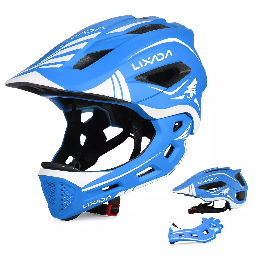 Lixada crianças 2-em-1 destacável capacete facial completo crianças esportes capacete de segurança da bicicleta equipamentos de proteção crianças capacete de ciclismo