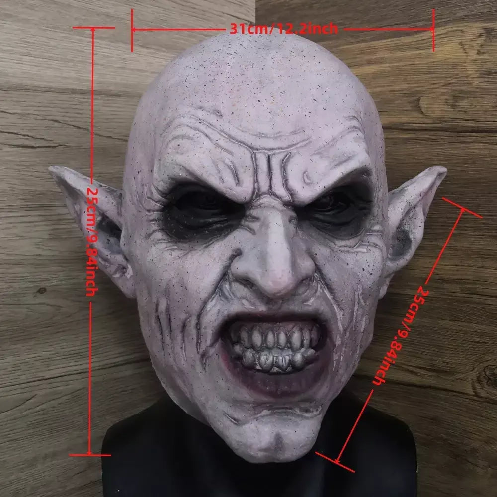 Nosferatu cinza vampiro látex assustador máscara de halloween terror fantasma diabo máscara festa de dança assustador bioquímico alienígena zumbi bonés máscara