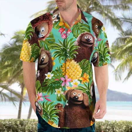 Camisa casual floral havaiana cartoo n masculina, camisa de manga curta 3D de grandes dimensões para praia, moda engraçada, venda quente, verão