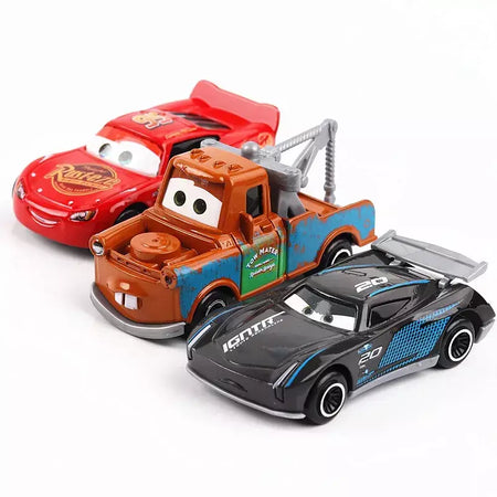 6-7 pçs disney pixar carro 3 2 1 relâmpago mcqueen caminhão mack jackson tempestade diecast metal carro de corrida dinoco racer brinquedo conjunto menino presente