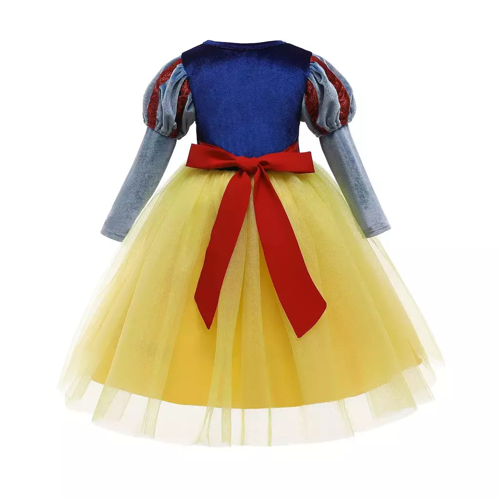 Criança neve branca traje princesa vestido de baile meninas festa aniversário fantasia veludo corpete malha tutu saia criança cosplay outfit