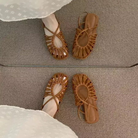 Sapatos de toe quadrado slip-on para mulheres, Slingback Flats, sólidos, planos, saltos baixos, diário, moda, feminino, 2024
