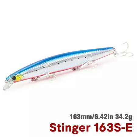 TSURIKNOYA-STINGER 163S-Ultra Long Casting Saltwater Sinking Minnow, Iscas de Pesca, Iscas Artificiais Duras para Robalo, 163mm, 34.2g
