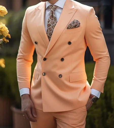 Ternos marrons slim fit de 2 peças para homens, trespassado duplo, lapela Peaked, blazer formal, jaqueta e calça, sob medida, alta qualidade