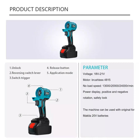Tesouro elétrico sem escova, ferramentas multiferramentas, chave de fenda, broca de impacto, polidor, serra alternativa, acessório de energia