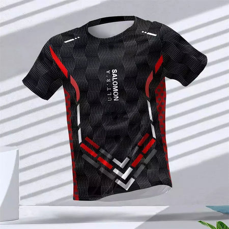 New Hot-Selling Outdoor Running Sports Respirável Quick-Secagem Roupas de Fitness Casual Wear Impressão 3D Em Torno Do Pescoço Adulto T-Shirt
