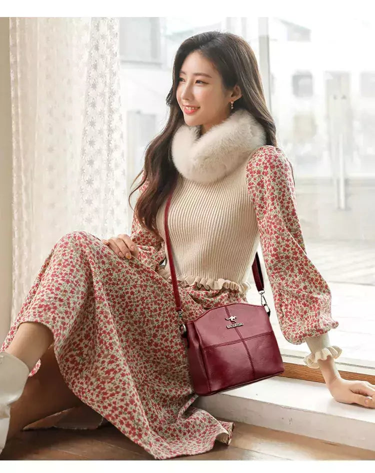 Sacola de couro bordado para mulheres, bolsas femininas, bolsa de ombro, pequenos sacos crossbody, alta qualidade, 2022