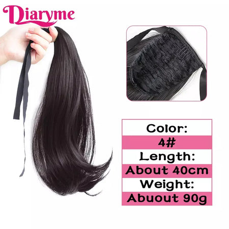 Extensões sintéticas longas do cabelo do rabo de cavalo para mulheres, preto, marrom, reistan do calor, rabo de pônei, cabelo falso, grampo no hairpiece