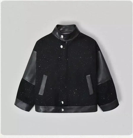 Crianças moda brilhante zíperes jaqueta de couro da motocicleta meninos casaco do plutônio meninas outerwear criança primavera outono roupas trajes festa