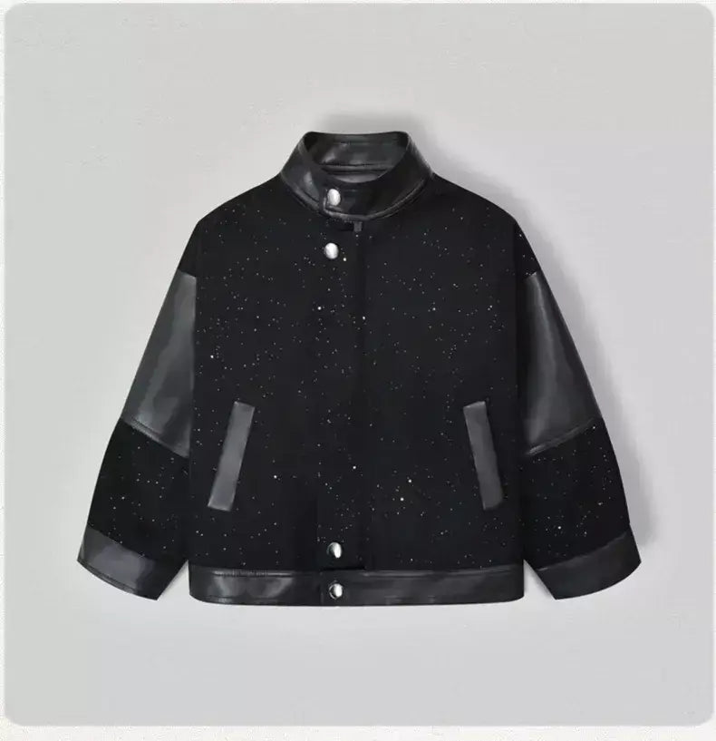 Crianças moda brilhante zíperes jaqueta de couro da motocicleta meninos casaco do plutônio meninas outerwear criança primavera outono roupas trajes festa