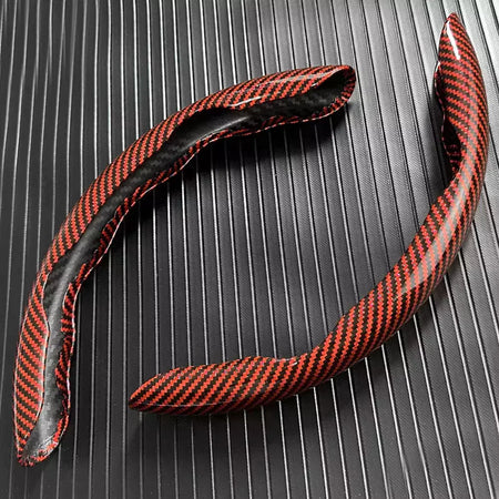 2 pçs laser de fibra de carbono silicone capa de volante do carro 1k micro fibra couro pvc roda impulsionador capa antiderrapante universal