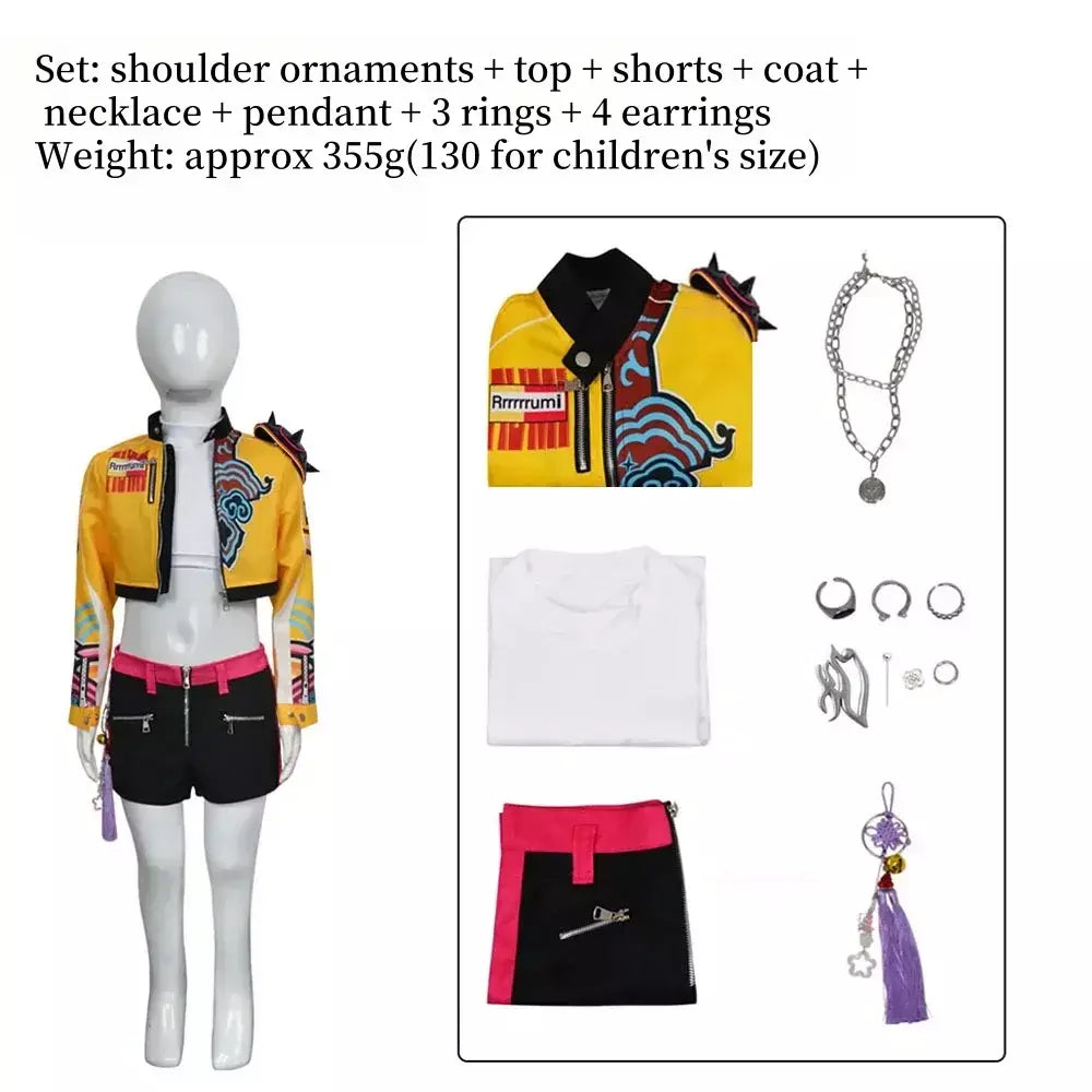 2025 halloween crianças cosplay desempenho traje roupa K-POP rumi grupo concerto roupas de halloween brinco acessório