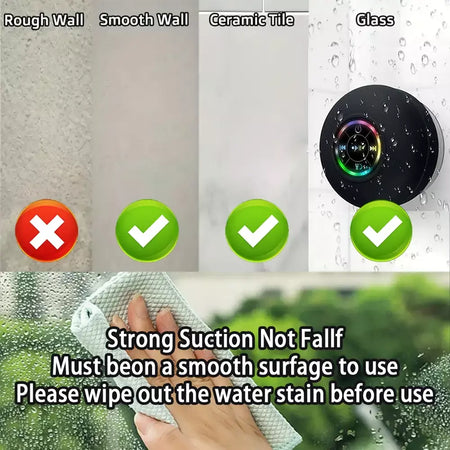 Família portátil sem fio bluetooth à prova dwaterproof água ventosa led pequeno alto-falante carro banheiro telefone móvel ouvir música estéreo