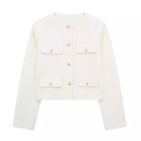 TRAF-Casaco Cropped feminino com botão dourado, blazer bomber, streetwear chique, blusa de casacos femininos, moda primavera, 2022