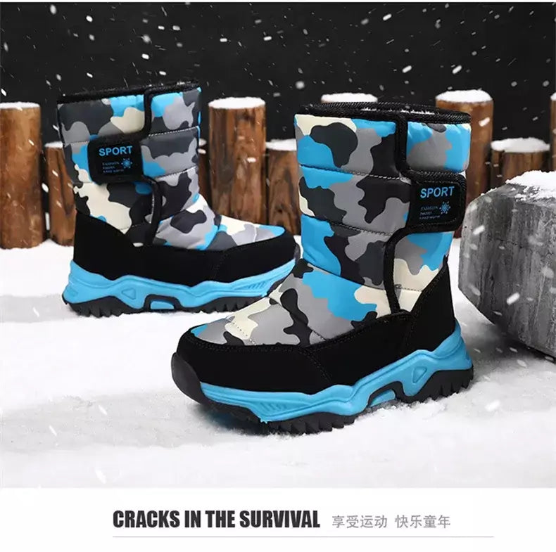 2023 inverno crianças sapatos de pelúcia tecido impermeável antiderrapante sapatos da menina sola de borracha botas de neve moda quente botas ao ar livre