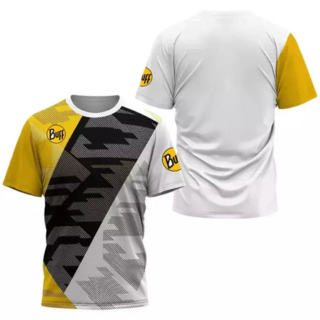 Camisa de tênis com gola O respirável masculina, camiseta estampada, secagem rápida, manga curta, fitness, corrida, esportes ao ar livre, verão