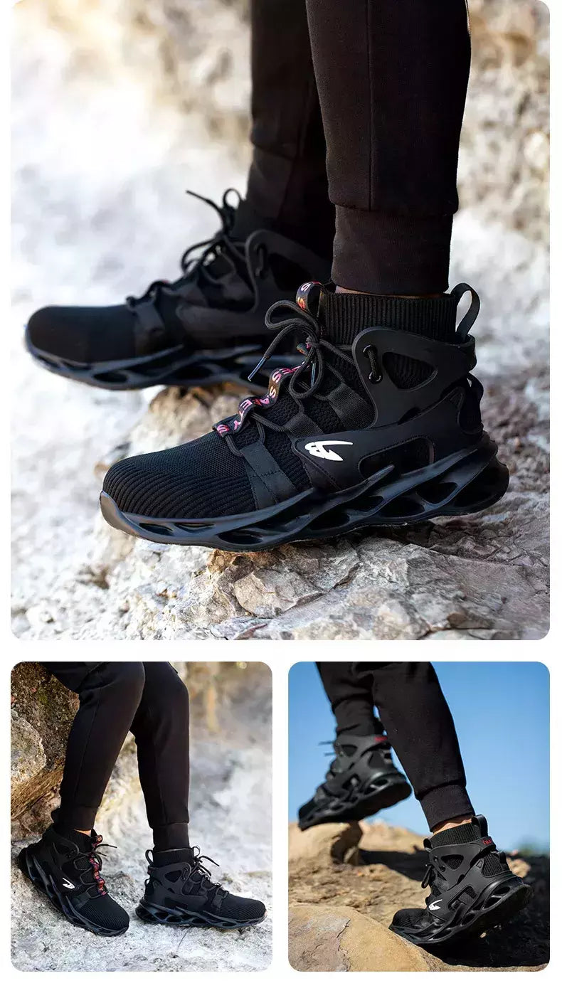 Tênis masculinos leves à prova de punção, sapatos de aço, botas indestrutíveis