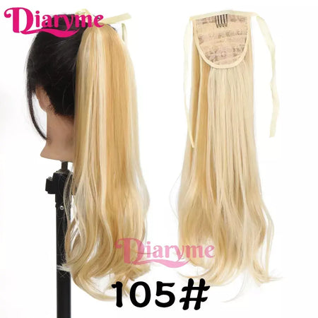 Extensões sintéticas longas do cabelo do rabo de cavalo para mulheres, preto, marrom, reistan do calor, rabo de pônei, cabelo falso, grampo no hairpiece