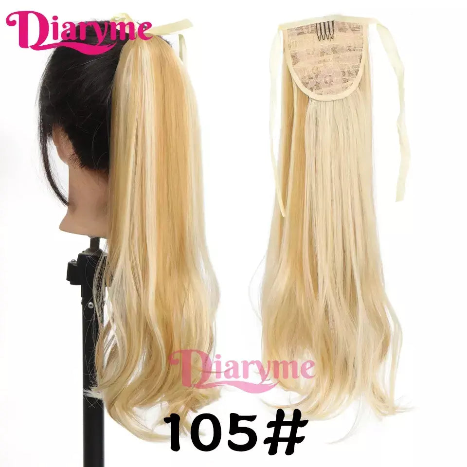Extensões sintéticas longas do cabelo do rabo de cavalo para mulheres, preto, marrom, reistan do calor, rabo de pônei, cabelo falso, grampo no hairpiece