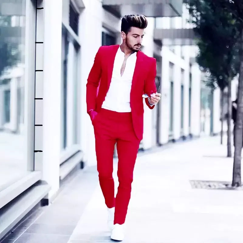 Ternos casuais masculinos de negócios para casamento, smoking masculino, terno de negócio justo, lapela de pico, Terno, traje masculino, 2 peças
