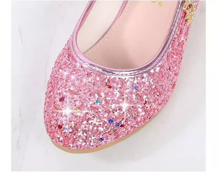 Meninas sapatos crianças salto alto glitter sandálias de cristal moda fivela crianças princesa sapato dança estudante desempenho sapatos de couro
