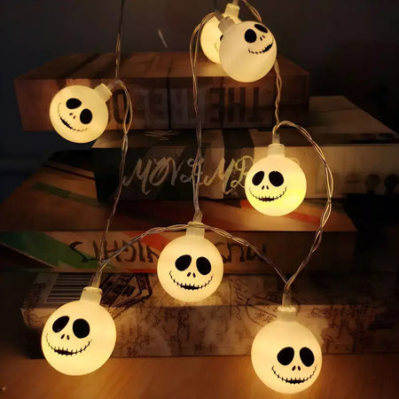 2025 decoração do dia das bruxas luzes da corda fantasma led espectro assustador luzes de fadas fantasmas bateria operado festa decoração interior 830
