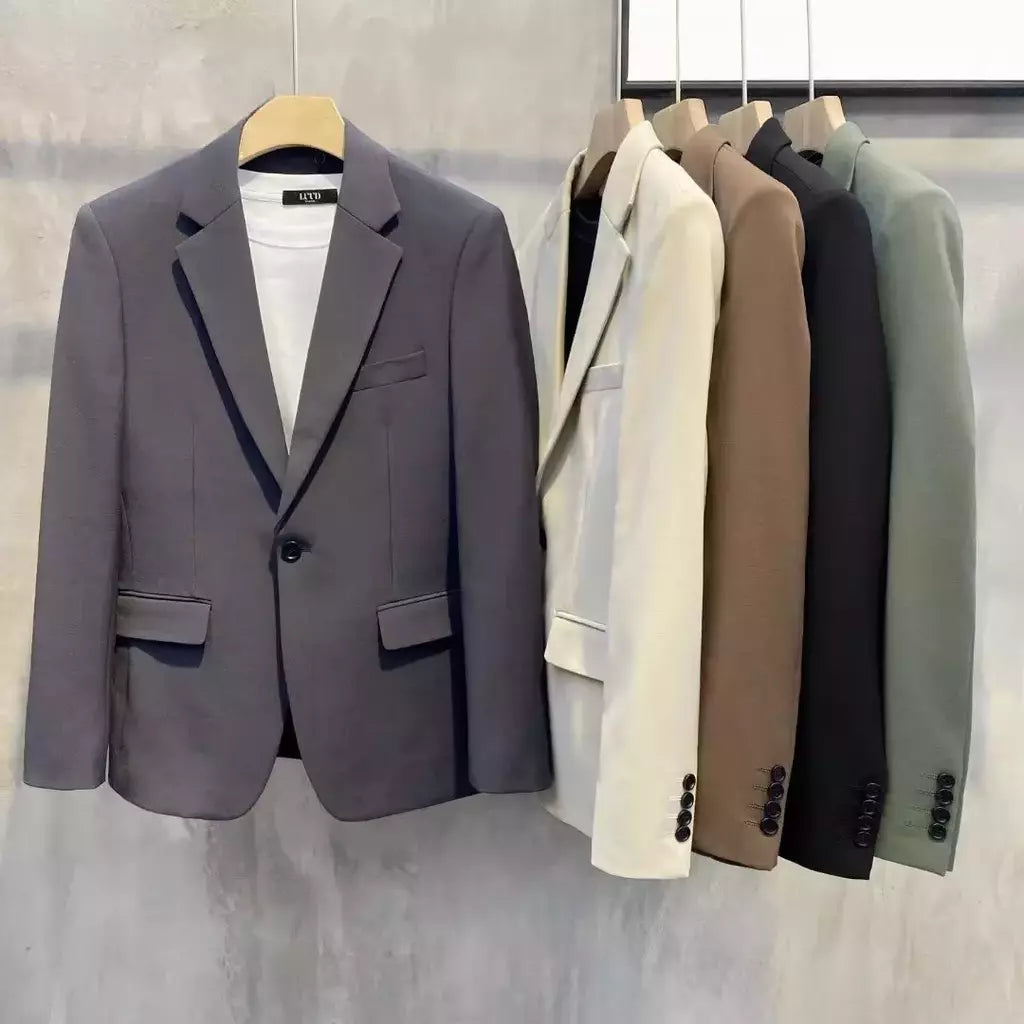 Blazer fino de negócios masculino, roupas estilo coreano, casaco casual, terno elegante, jaquetas marrons, de alta qualidade, 2024