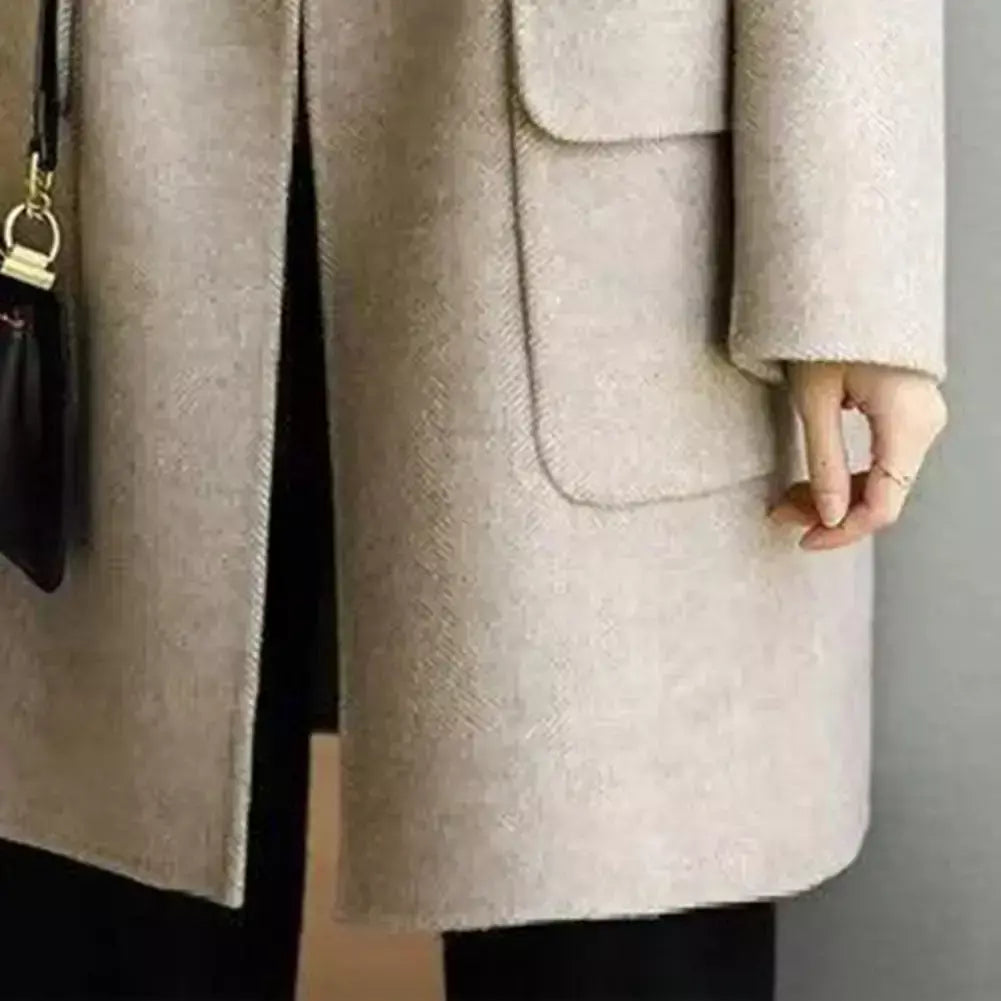 Casaco de lã feminino trespassado lapela gola de comprimento médio lã trench coat ultra-grosso moda manter quente inverno outwear casaco
