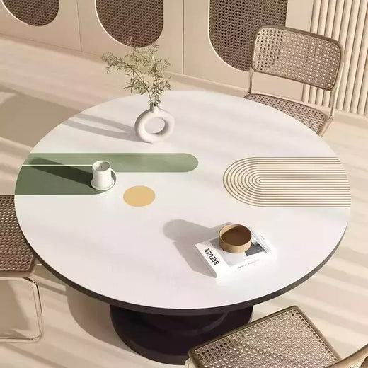 Toalha de mesa redonda impermeável do PVC, mesa de jantar à prova de óleo, estilo minimalista japonês, decoração do lar