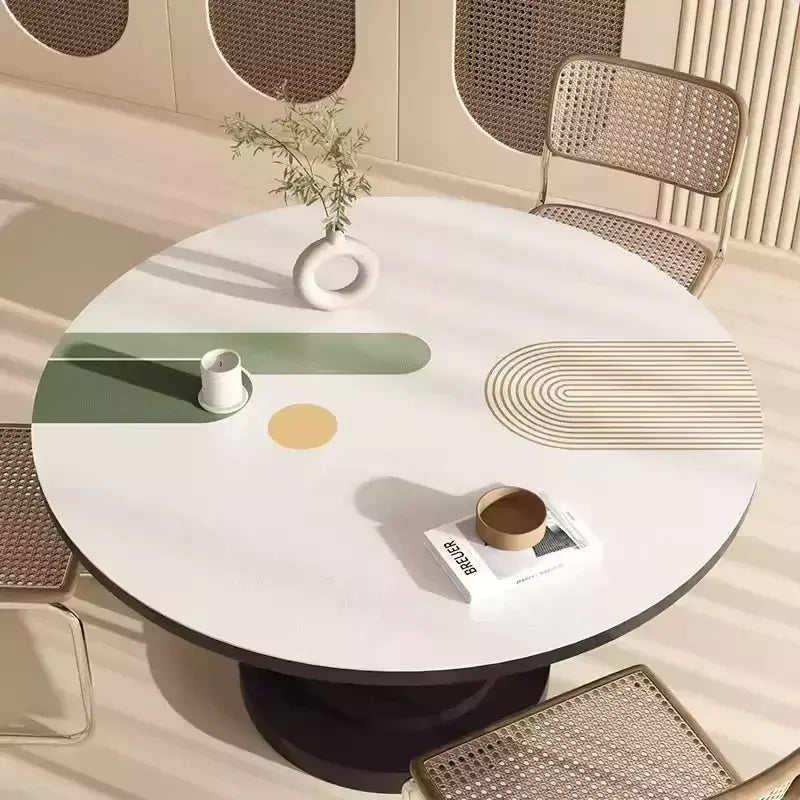Toalha de mesa redonda impermeável do PVC, mesa de jantar à prova de óleo, estilo minimalista japonês, decoração do lar