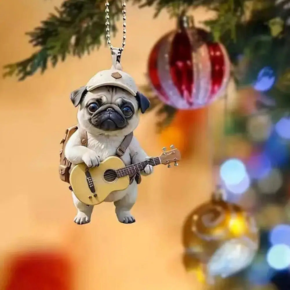 Motocicleta gato acrílico pendurado decoração árvore de natal carro 2d plana equitação gatinho pendurado ornamento dos desenhos animados pingente para natal