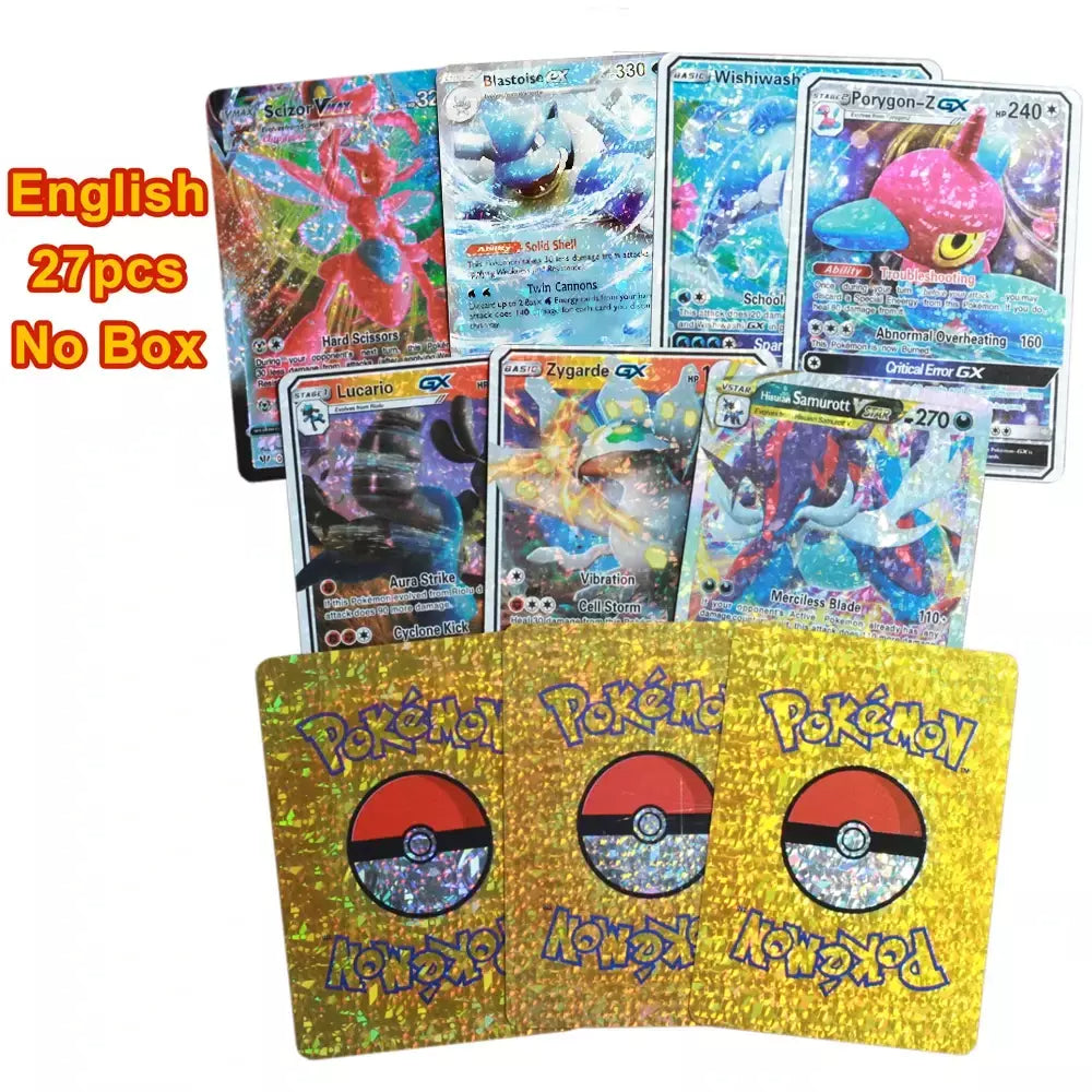 Novo 27-110 pçs cartas pokemon cartões francês inglês espanhol alemão folha de ouro silve cartões charizard vmax gx jogo coleção cartão
