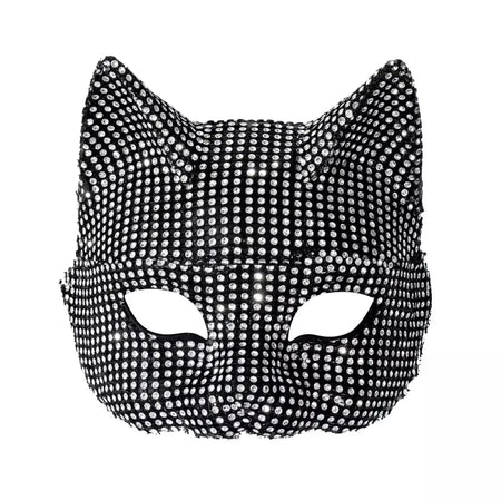 Máscaras de orelha de gato brilhantes cosplay festa de halloween acessórios de fantasia luvas longas sexy bling gatinho metade máscaras