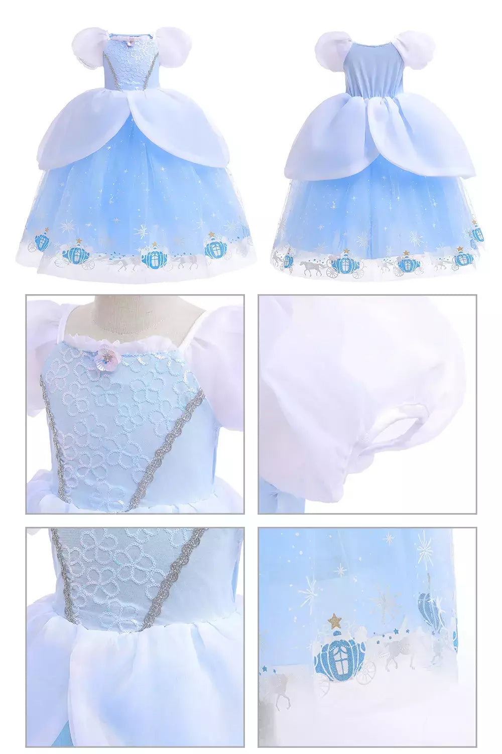 Crianças cosplay traje menina verão pageant lantejoulas fantasia crianças cinderela carnaval roupas princesa vestido de aniversário 3-10 ano