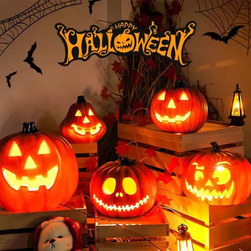 Decoração de halloween abóboras lâmpada para casa quintal jardim ao ar livre decoração halloween horror casa crânio festa adereços brilho no escuro