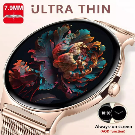 Para huawei novo ultra fino amoled relógio inteligente tela feminina sempre exibir tempo freqüência cardíaca bt chamando high-end moda smartwatch