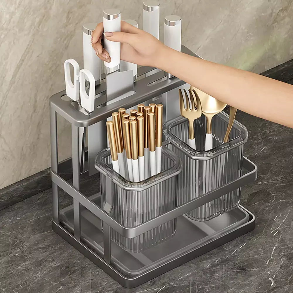 Novo fixado na parede talheres de cozinha faca colher garfo pauzinho drenagem rack escorredor utensílio cozinha armazenamento perfuração livre