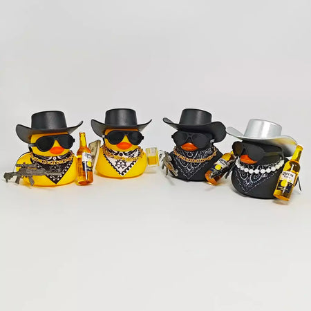 Ornamento de carro de pato de borracha de cowboy para jeep pato decorações de painel de carro peculiar pato de borracha acessórios de carro presentes engraçados de escritório
