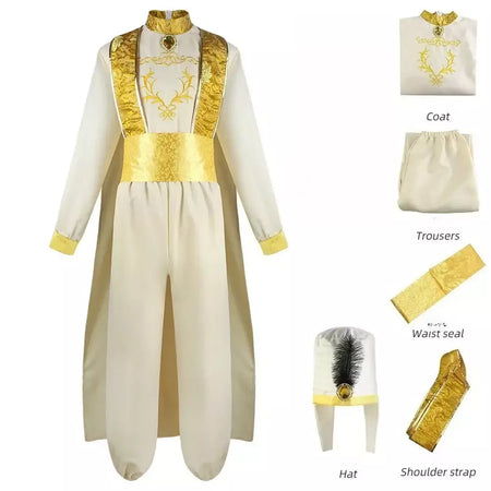 Adulto árabe príncipe cosplay traje conto de fadas magia maravilhosa lâmpada árabe príncipe roupas para o desempenho palco do dia das bruxas