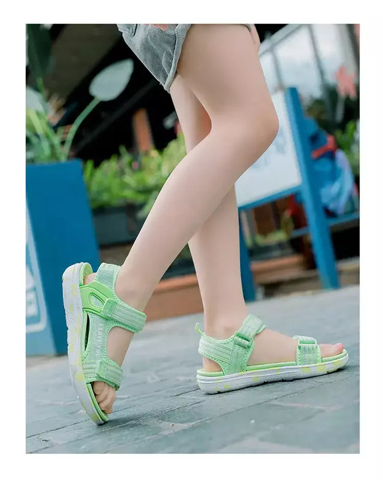 Sandálias de verão para meninas, sandálias esportivas ao ar livre, sapatos de praia casuais, confortáveis, antiderrapantes, moda, tamanho 40