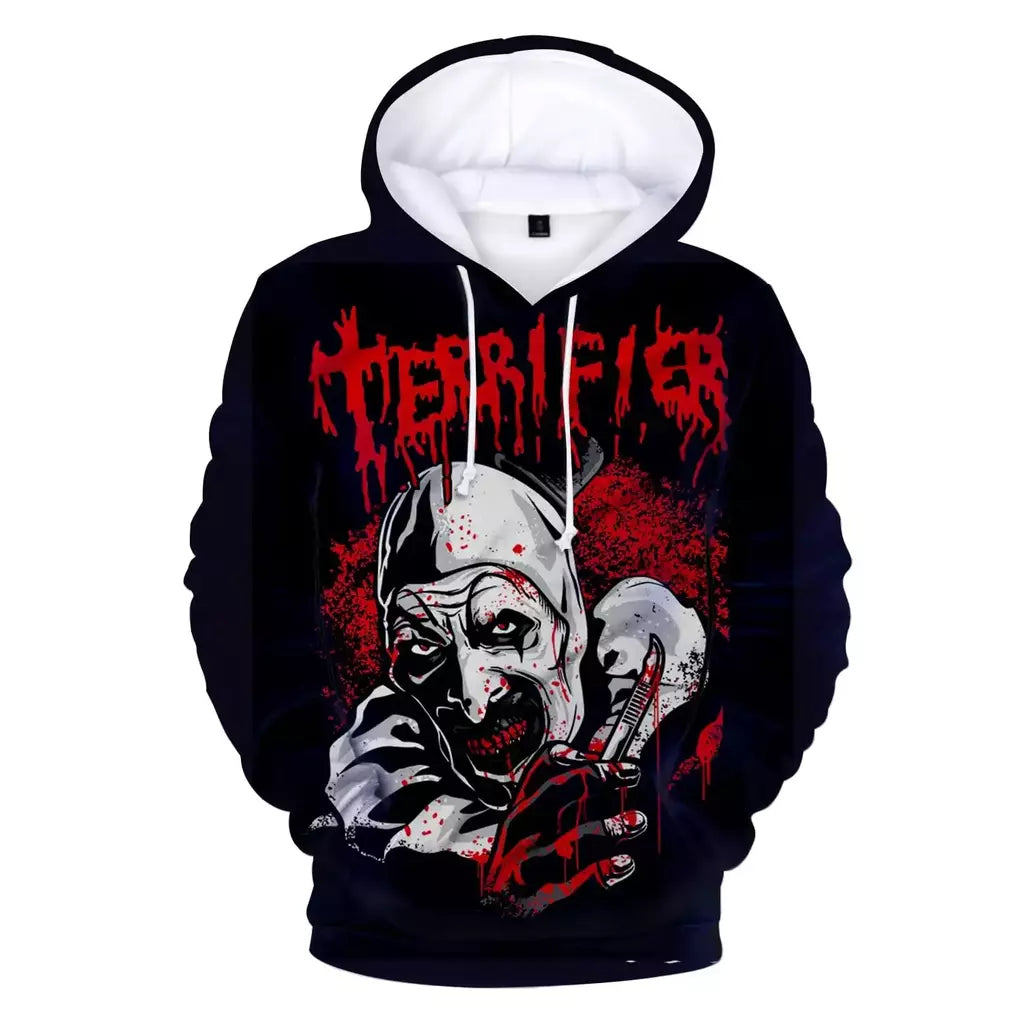 Terrifier 2 personagem assustador impressão 3d hoodies homens hip hop streetwear moletom pullovers harajuku fatos de treino topos roupas masculinas