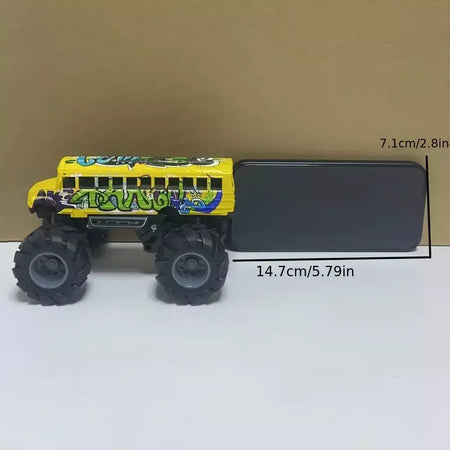 Modelo pullback brinquedo de ação monster truck liga rodas grandes jogar veículo carro presentes para meninos meninas monstro ônibus escolar metal fundido