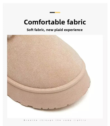 Botas de neve de fundo grosso feminino outono inverno novo estilo casual quente velo forrado pão sapato de algodão transfronteiriço