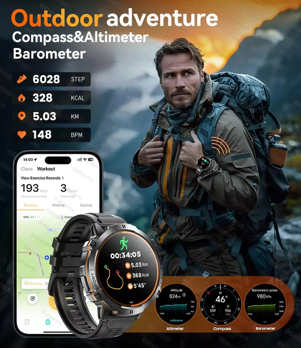 HOT T-REX3 Fitness Relógio Inteligente 1000mAh Grande Bateria Durável Bússola Altímetro 10ATM À Prova D 'Água BT Chamada 100 + Esportes Homens Pulseira